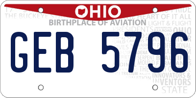 OH license plate GEB5796