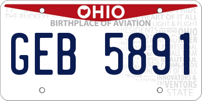 OH license plate GEB5891