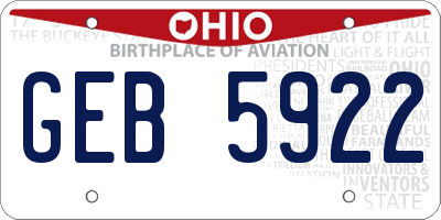 OH license plate GEB5922