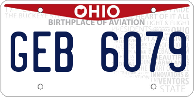 OH license plate GEB6079