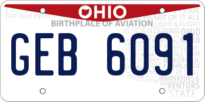 OH license plate GEB6091