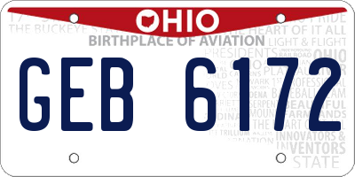 OH license plate GEB6172