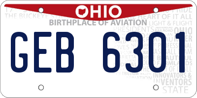 OH license plate GEB6301