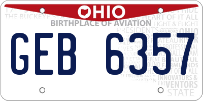 OH license plate GEB6357