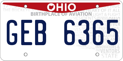 OH license plate GEB6365