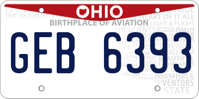 OH license plate GEB6393