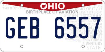OH license plate GEB6557