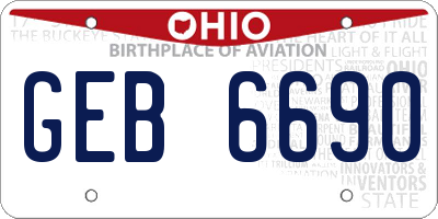 OH license plate GEB6690