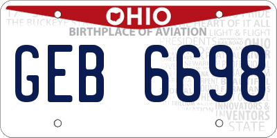 OH license plate GEB6698