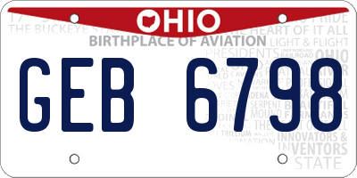 OH license plate GEB6798