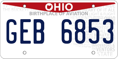 OH license plate GEB6853