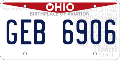 OH license plate GEB6906
