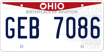 OH license plate GEB7086