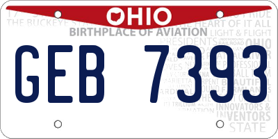OH license plate GEB7393