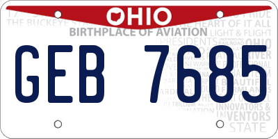 OH license plate GEB7685