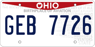 OH license plate GEB7726