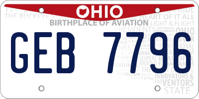 OH license plate GEB7796