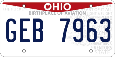 OH license plate GEB7963