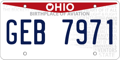 OH license plate GEB7971
