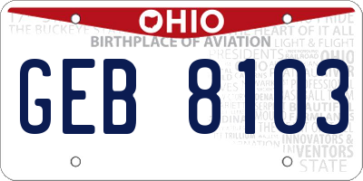 OH license plate GEB8103