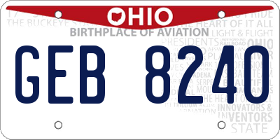 OH license plate GEB8240