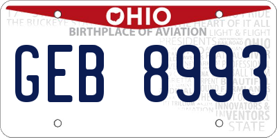 OH license plate GEB8993