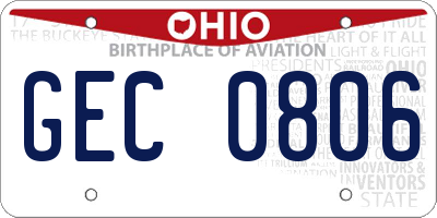 OH license plate GEC0806