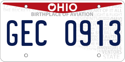 OH license plate GEC0913