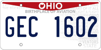 OH license plate GEC1602