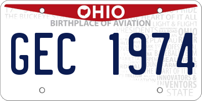 OH license plate GEC1974