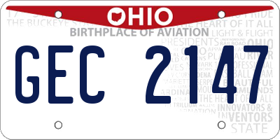 OH license plate GEC2147
