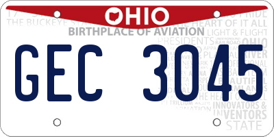 OH license plate GEC3045