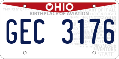 OH license plate GEC3176