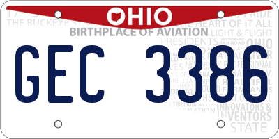 OH license plate GEC3386