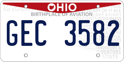OH license plate GEC3582