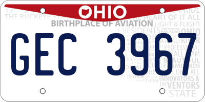 OH license plate GEC3967