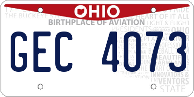 OH license plate GEC4073