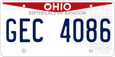 OH license plate GEC4086