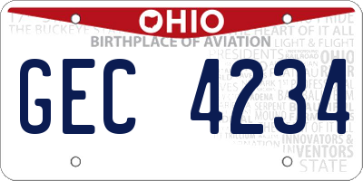 OH license plate GEC4234