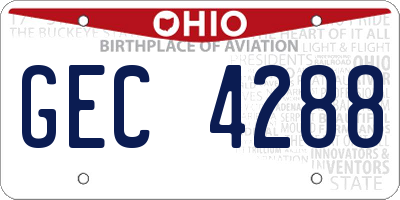OH license plate GEC4288