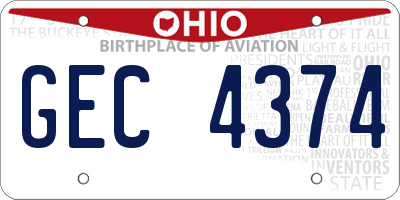 OH license plate GEC4374
