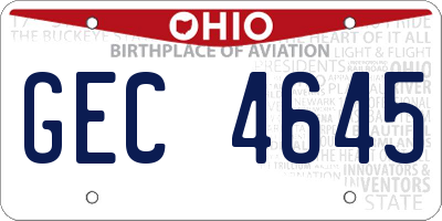 OH license plate GEC4645