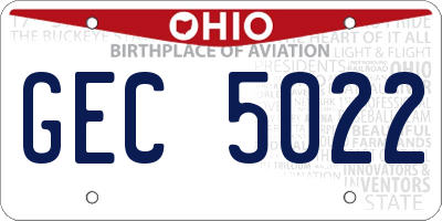 OH license plate GEC5022