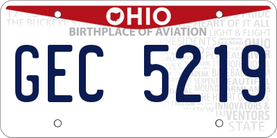 OH license plate GEC5219