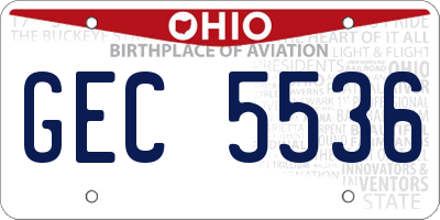 OH license plate GEC5536