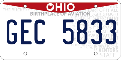 OH license plate GEC5833