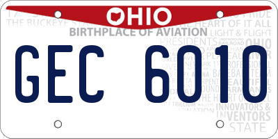OH license plate GEC6010