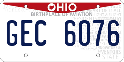 OH license plate GEC6076