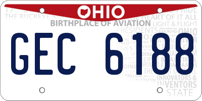 OH license plate GEC6188