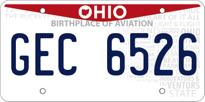 OH license plate GEC6526